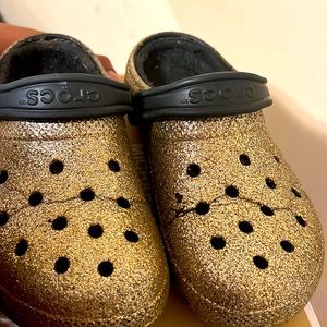 Gold Glitter Crocs